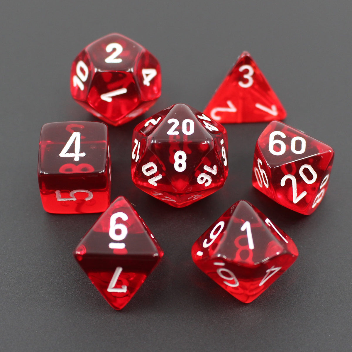 Chessex Dice. Translucent Red/white d4 dice