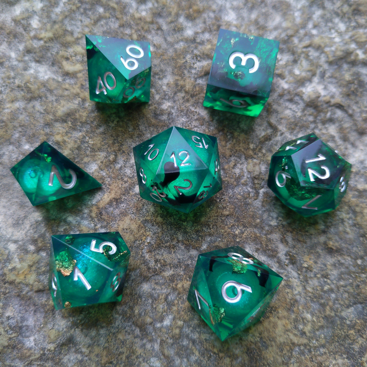 Teal Liquid Core Dice Set