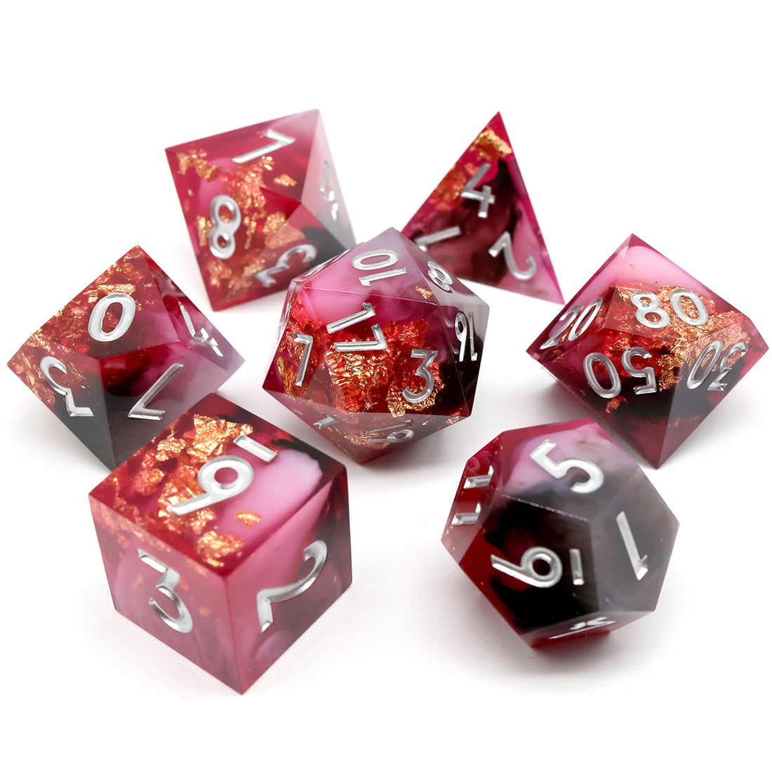 Pomegranates and Gold Sharpedge Dice Set