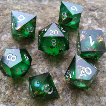 Green Liquid Core DnD Dice Set