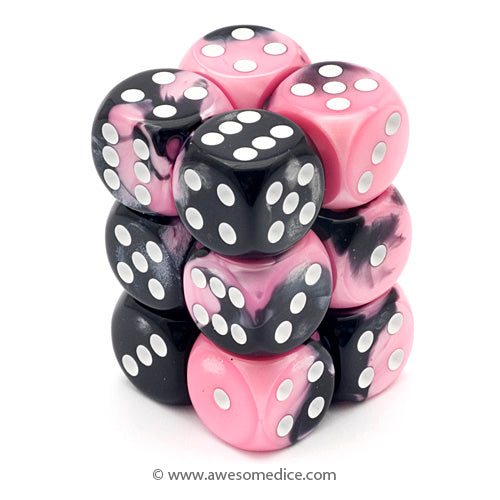 Gemini Black-Pink 12d6 Dice Set