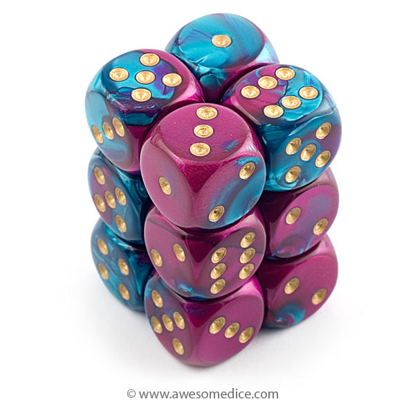 Gemini Purple-Teal 12d6 Dice Set