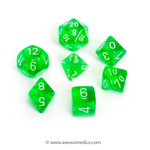 Translucent Green 7-Dice Set – Awesome Dice