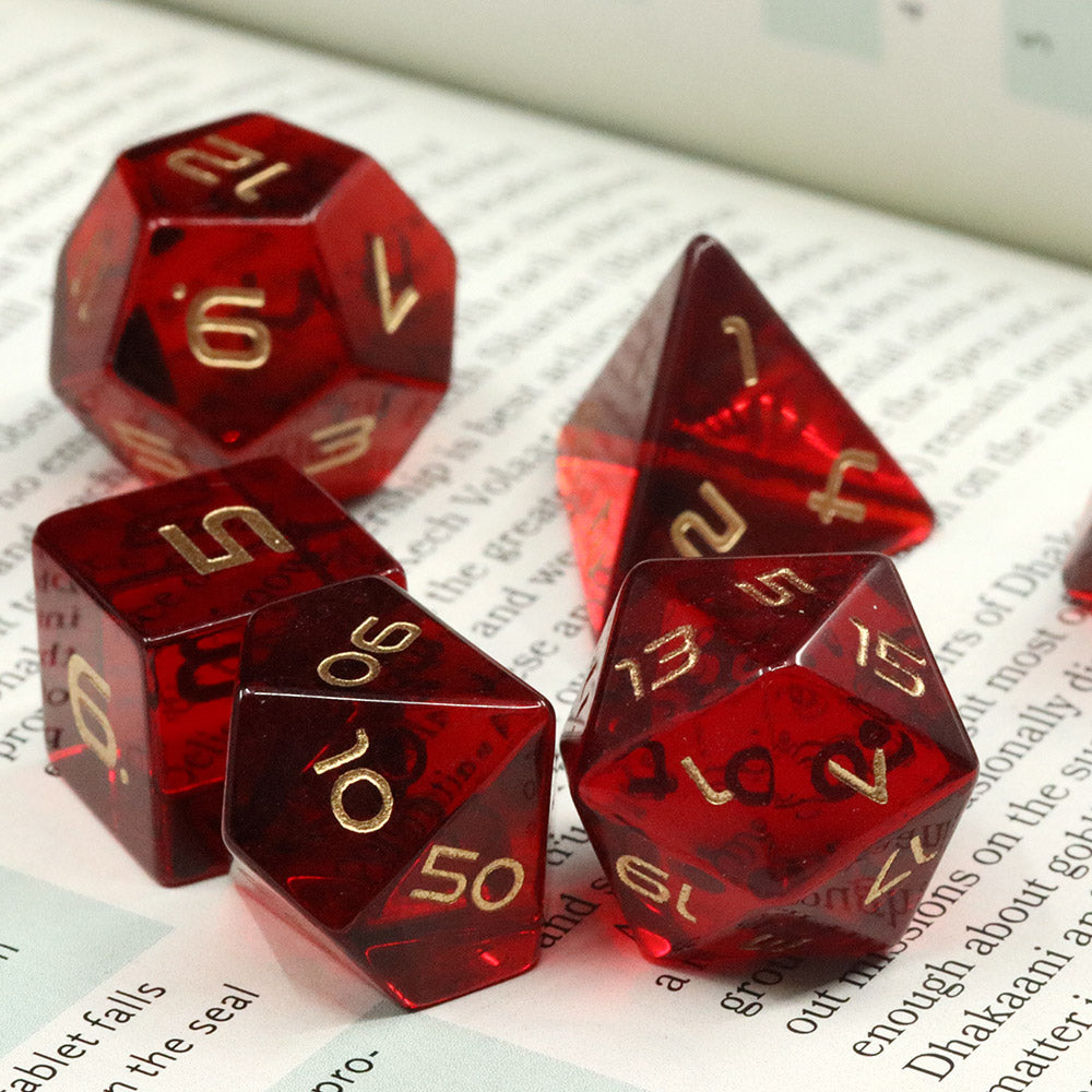 Garnet Zircon Glass 7-Dice Set