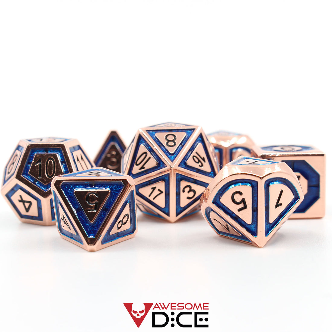 Triton Copper-Blue Metal Dice Set